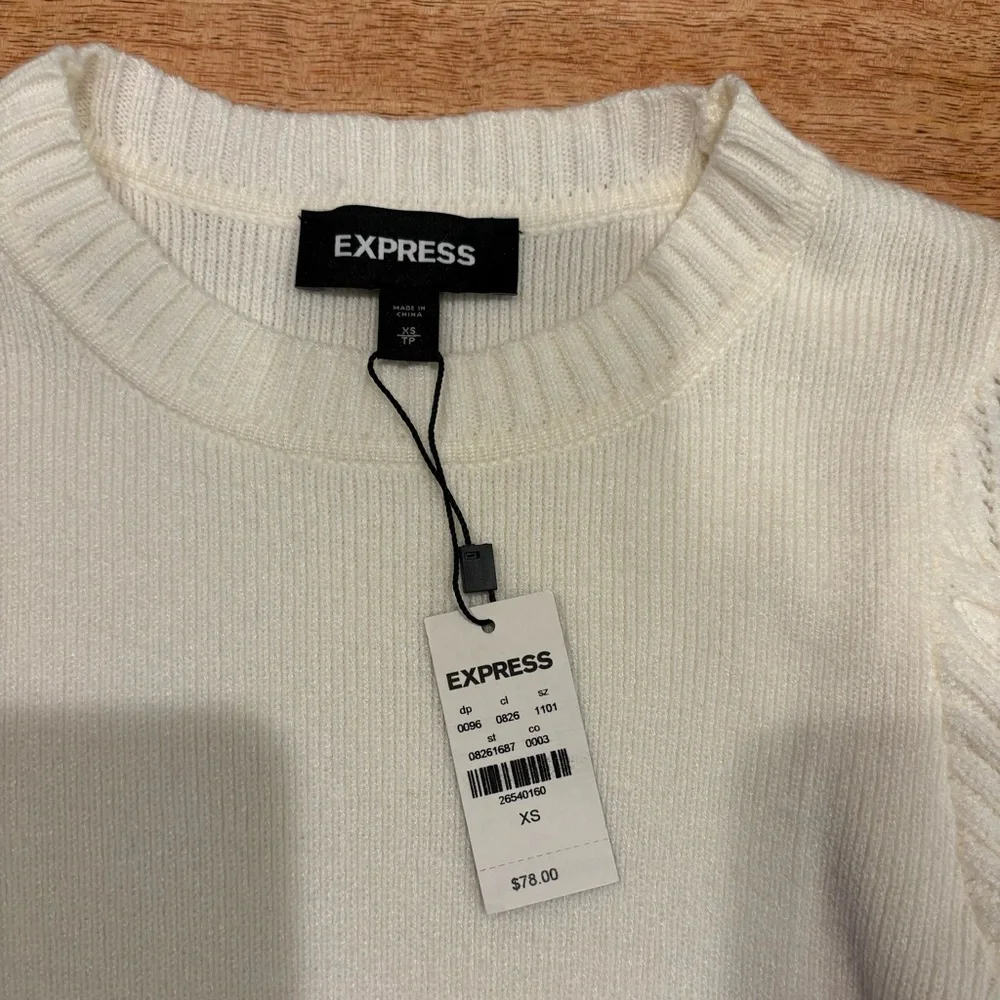 Express Cream Sweater with puff sleeves. Size XS - NWT - Picture 2 of 3